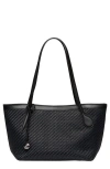Liffner Midi Sprout Woven Leather Tote In Black