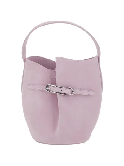 Liffner Mini Belted Suede Bucket Bag In Pink