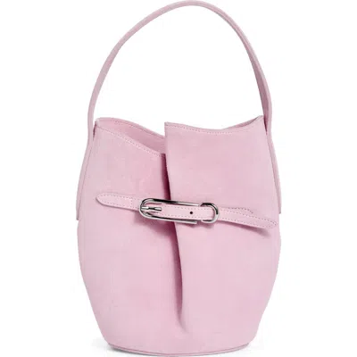Liffner Mini Belted Suede Bucket Bag In Orange