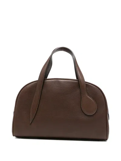 Liffner Mini Bowling Smooth Leather Tote Bag In Brown