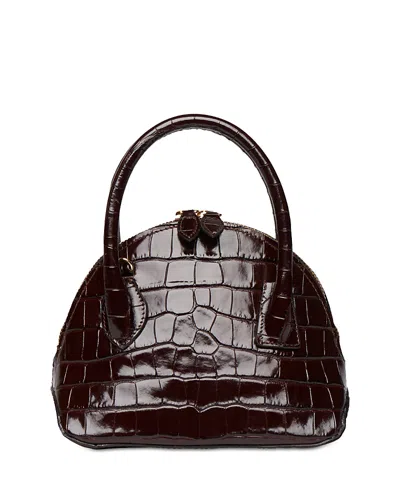 Liffner Mini Croc Embossed Dome Bag In Brown