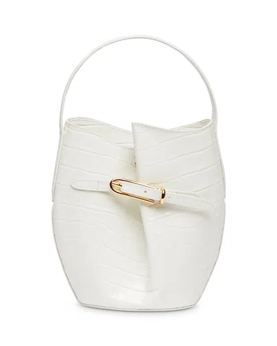 Liffner Mini Embossed Leather Belted Bucket Bag In White