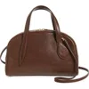 Liffner Mini Leather Bowling Crossbody Bag In Brown