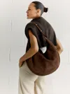 Liffner Moon Hobo Dark Brown Suede In Brown