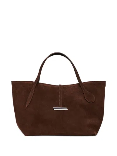Liffner Petite Penne Calf Suede Tote Bag In Brown