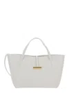 Liffner 'petite Penne' White Tote Bag With Side Pocket In White