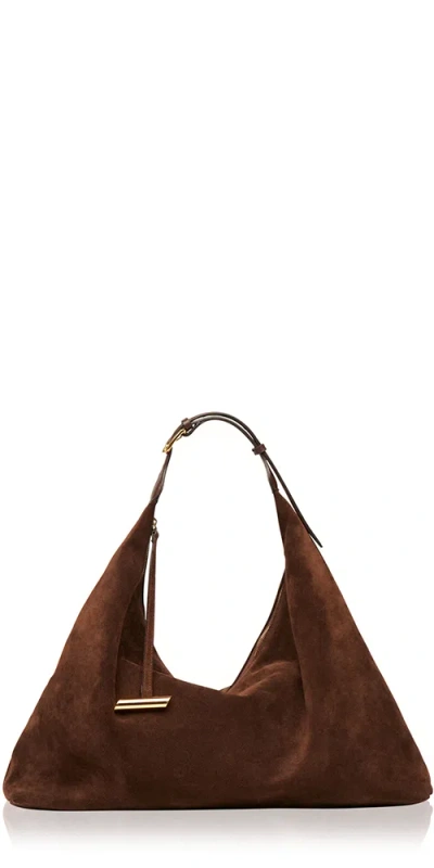 Liffner Pillow Hobo Bag Dark Brown Suede