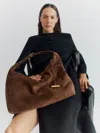 Liffner Pillow Hobo Suede Dark Brown In Brown