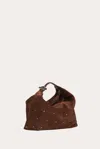 Liffner Pillow Pouch Dark Brown Suede Silver Studs In Brown