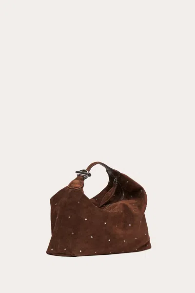 Liffner Pillow Pouch Dark Brown Suede Silver Studs