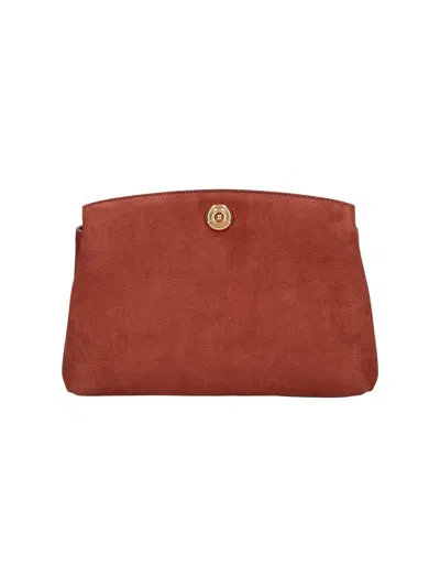 Liffner Pouch In Suede "pushlock" In Brown