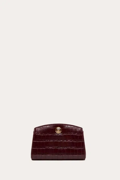 Liffner Pushlock Clutch Burgundy Croc In Red