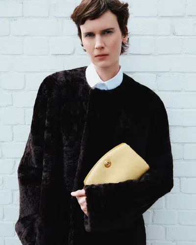 Liffner Pushlock Clutch Butter Hair Calf In Yellow