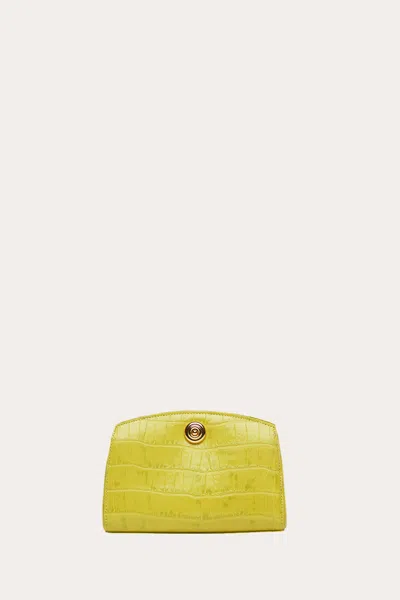Liffner Pushlock Clutch Chartreuse Croc In Green