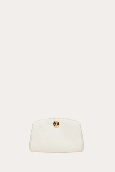 Liffner Pushlock Clutch Cream Lizard In White