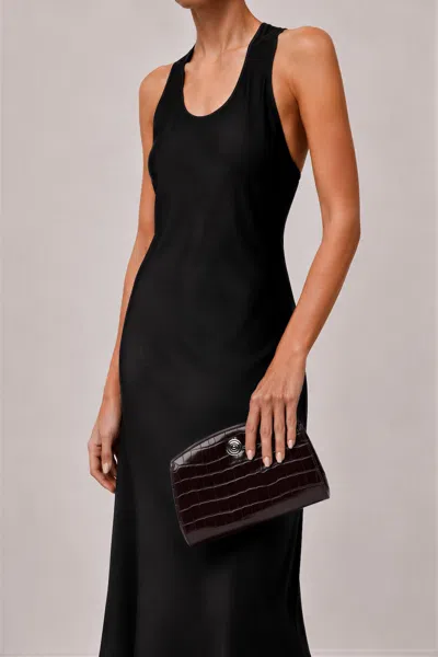 Liffner Pushlock Clutch Dark Brown Croc