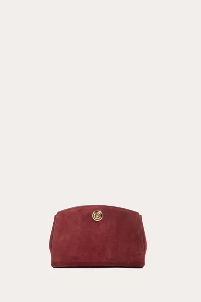 Liffner Pushlock Clutch Maroon Suede In Red
