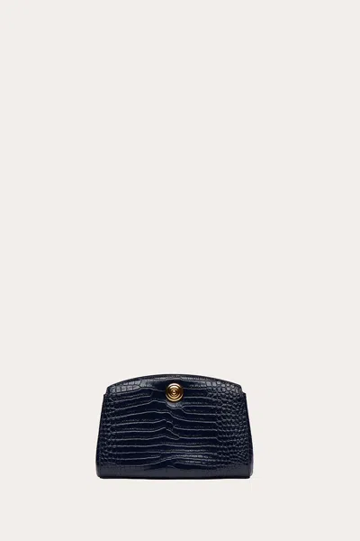 Liffner Pushlock Clutch Navy Croc In Blue