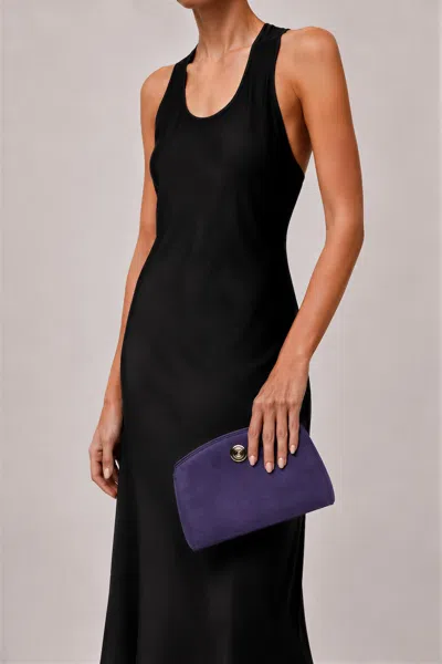 Liffner Pushlock Clutch Plum Suede In Purple