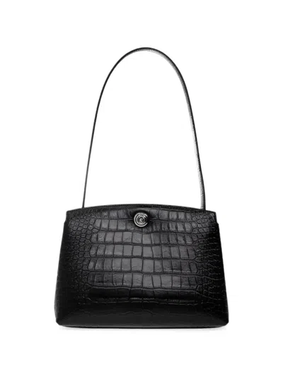 Liffner Pushlock Croc-effect Clutch Bag In Black