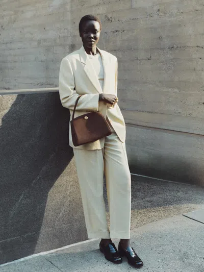 Liffner Pushlock Lady Bag Dark Brown Suede In Burgundy