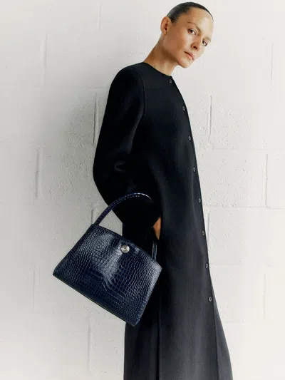 Liffner Pushlock Lady Bag Navy Croc In Blue
