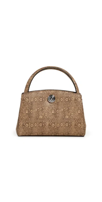 Liffner Pushlock Lady Mini Bag Beige Silver Hardware In Brown