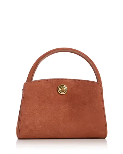 Liffner Pushlock Lady Mini Suede Top Handle Bag In Brown