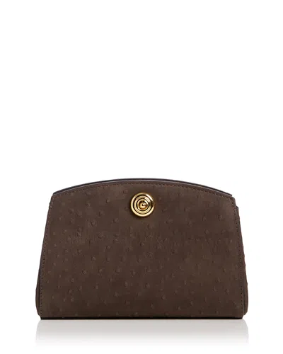 Liffner Pushlock Leather Clutch In Brown