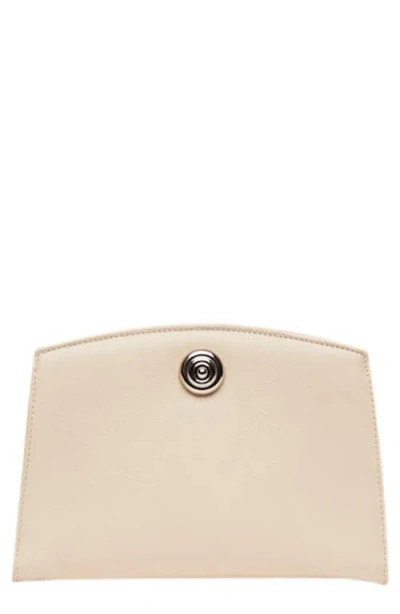 Liffner Pushlock Leather Clutch In Neutral