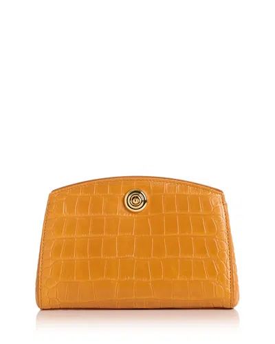 Liffner Pushlock Leather Clutch In Orange