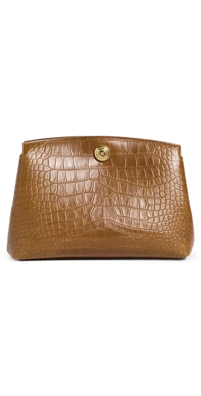 Liffner Pushlock Leather Pouch Nougat Gold Lock