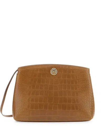 Liffner Pushlock Pouch Croc-effect Clutch Bag In Brown