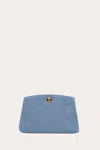 Liffner Pushlock Pouch Denim Suede In Blue