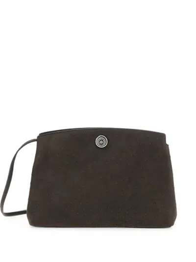Liffner Pushlock Pouch Ostrich-effect Clutch Bag In Red