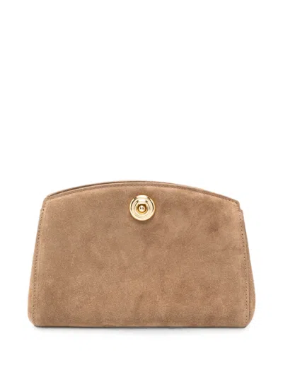Liffner Push-lock Suede Clutch Bag In Neutral