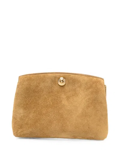 Liffner Push-lock Suede Clutch Bag In Nude