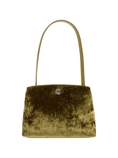 Liffner Pushlock Velvet Shoulder Bag In Green