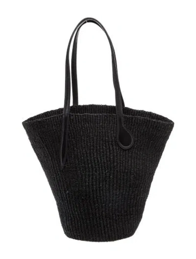 Pre-owned Liffner Raffia Bucket Bag In Black