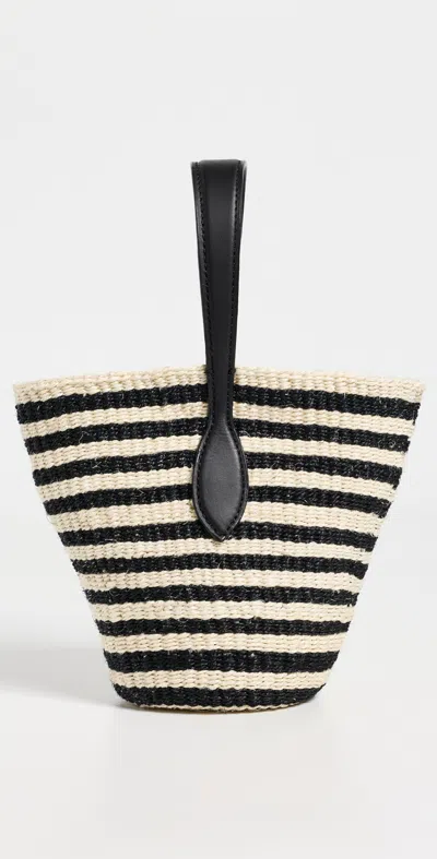 Liffner Single Handle Basket Tote Black/cream Stripe In Multi