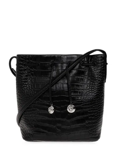 Liffner Small Croc-effect Charm Bucket Bag In Black