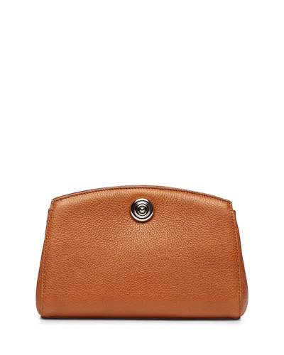 Liffner Small Pushlock Leather Clutch In Brown