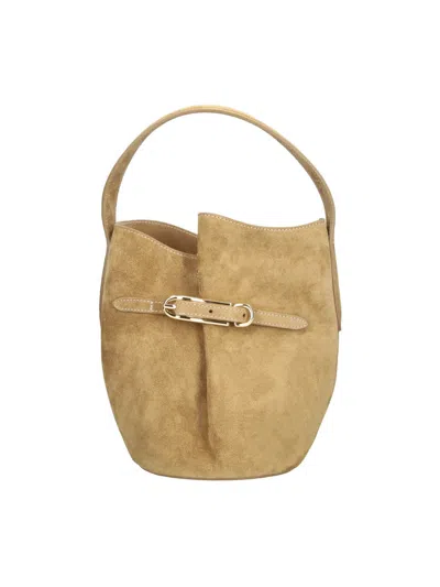 Liffner Soft Cow Suede Shoulder Bag In Sand