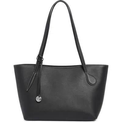 Liffner Sprout Midi Calfskin Tote In Black