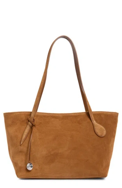 Liffner Sprout Midi Suede Tote In Brown