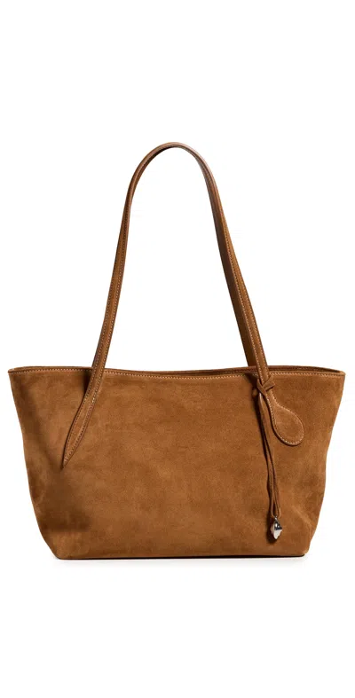 Liffner Sprout Suede Midi Tote Bag Saddle Brown Silver Charm