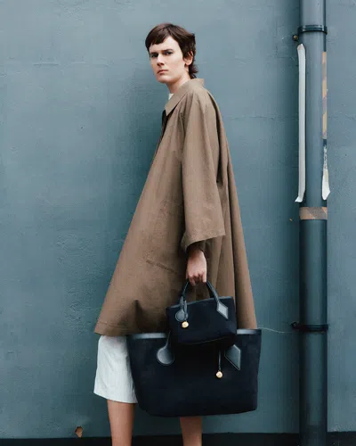 Liffner Sprout Tote Large Black Suede