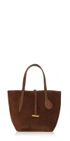Liffner Sprout Tote Mini Dark Brown Suede