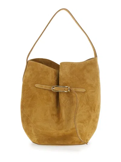 Liffner Suede Leather Shoulder Bag In Brown