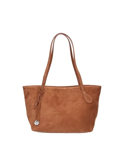 Liffner Suede Tote Bag With Shoulder Straps In Brown
